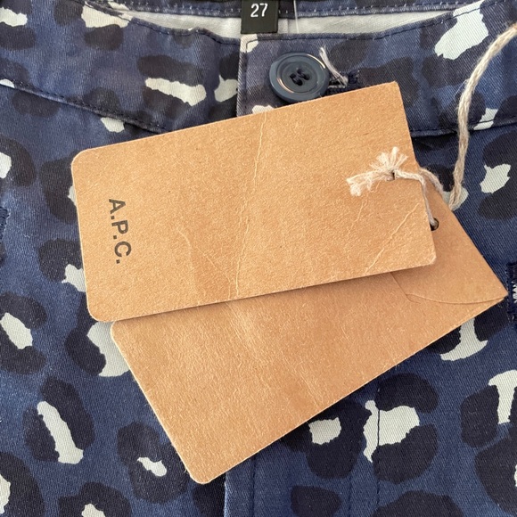 APC Rue Madame Paris 27 XS Cotton Blue Animal Print Straight Leg Jean Ankle Zip - Picture 10 of 12